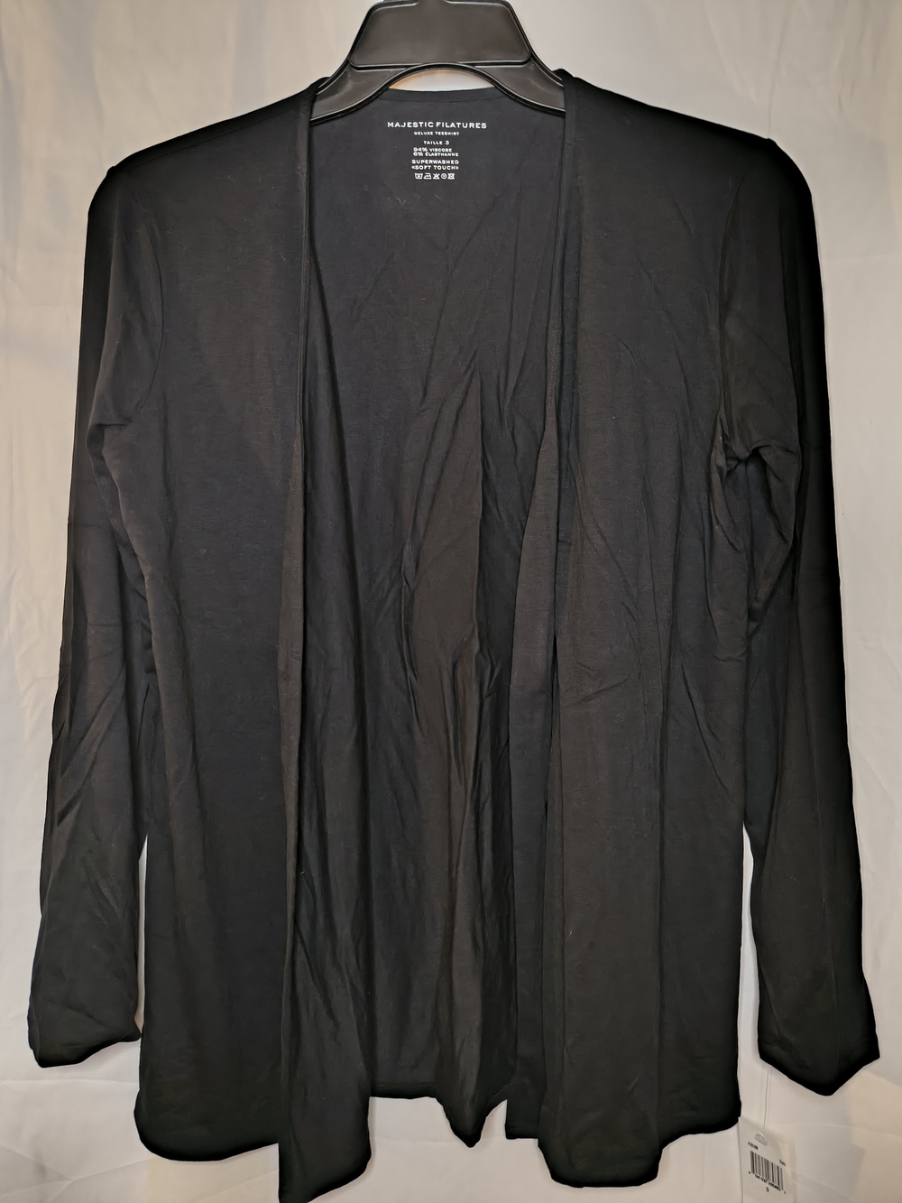 NWT Majestic Filatures Black Open Front Cardigan